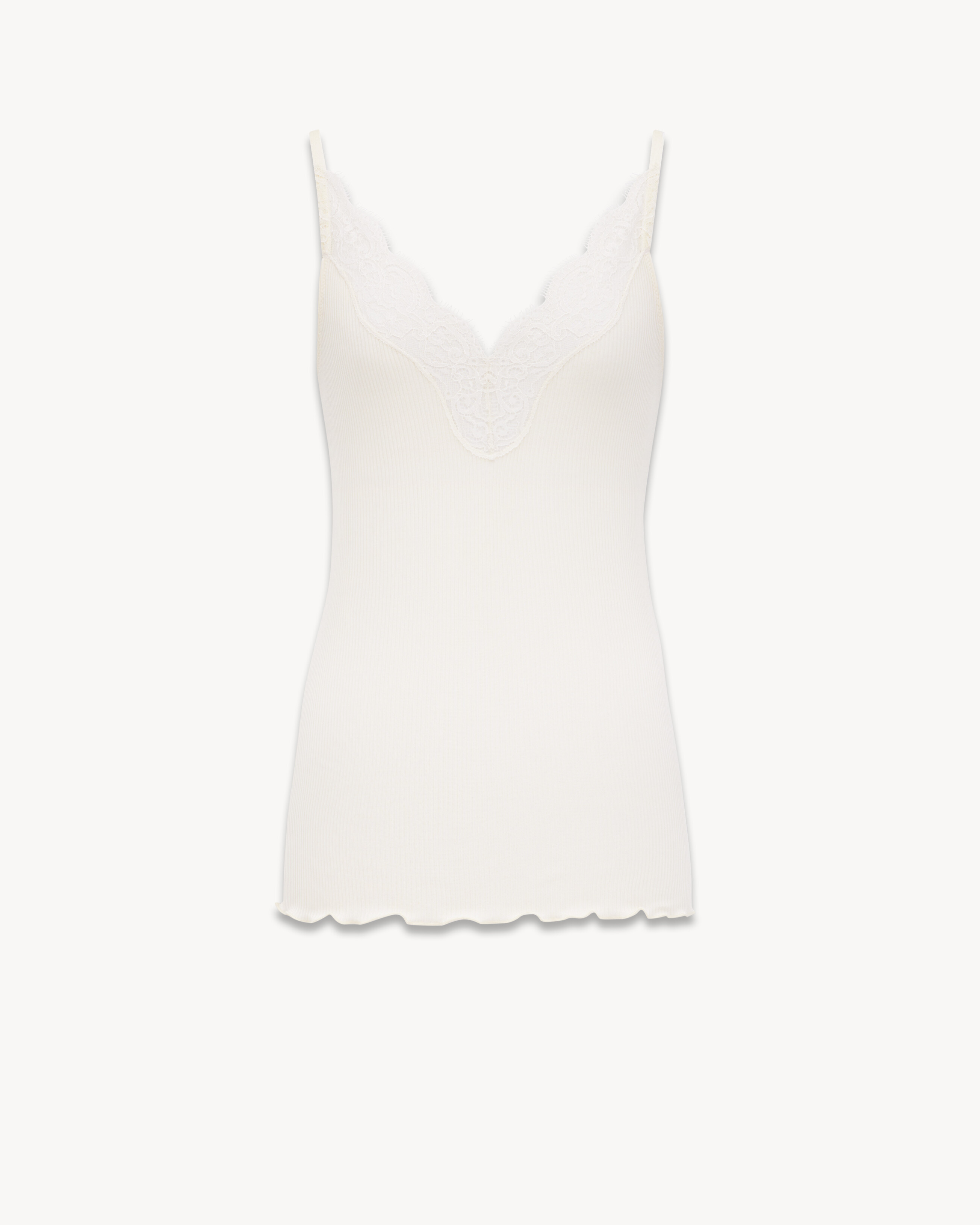 Laced Tank Top in Ribbed Silk Jersey