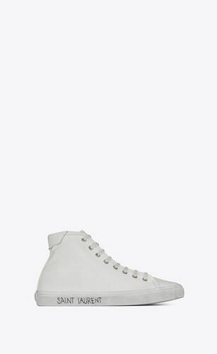 MALIBU mid-top sneakers in canvas and leather | Saint Laurent 