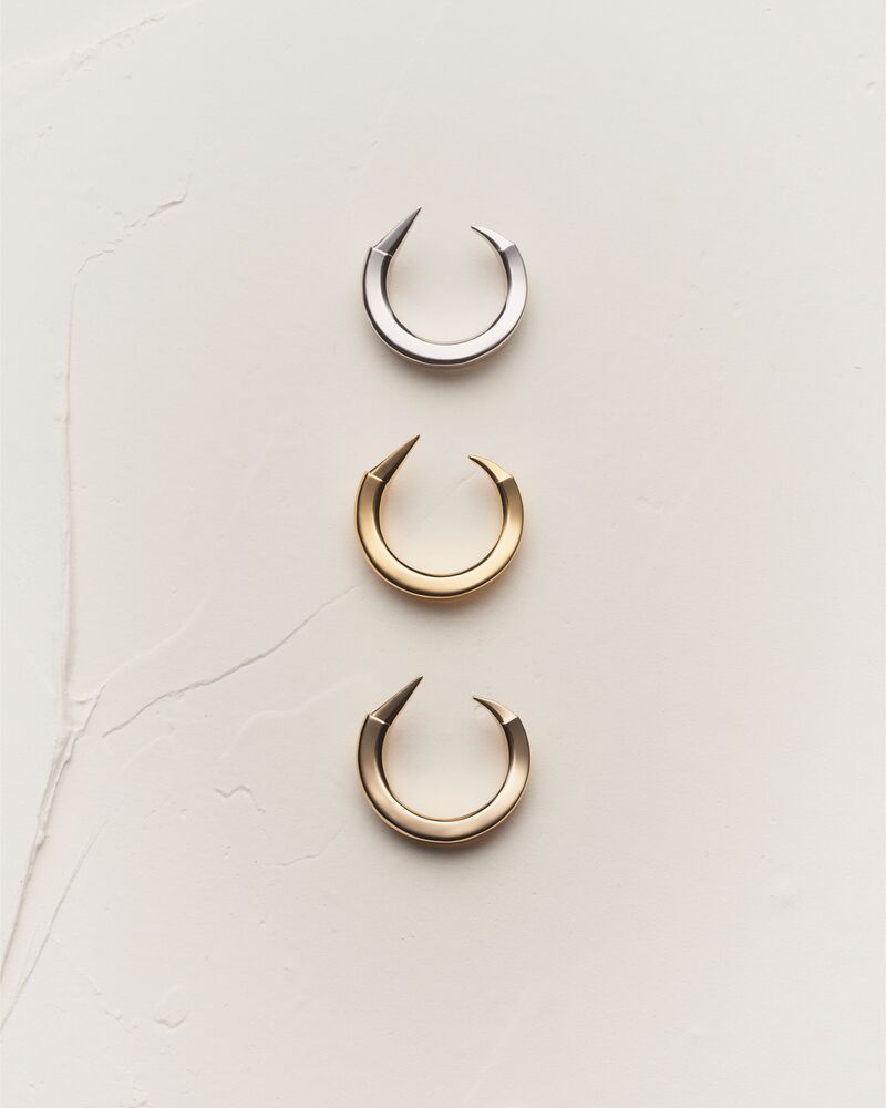 Spiky rings in 18K grey gold, yellow, gold and pale gold