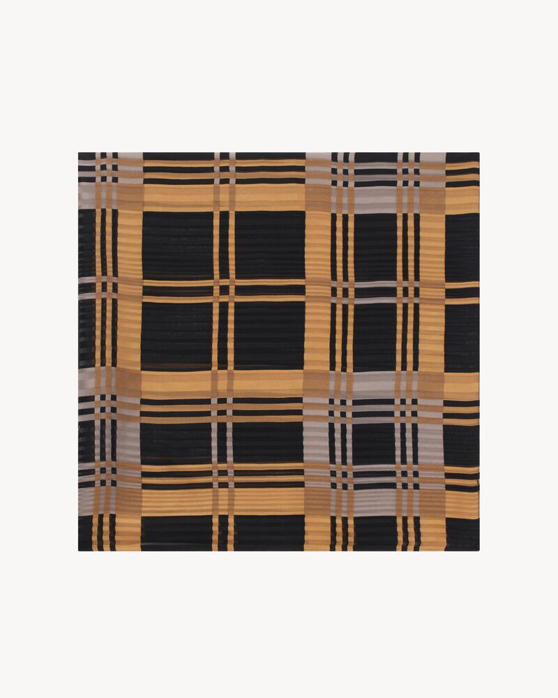 square scarf in plaid silk pekin