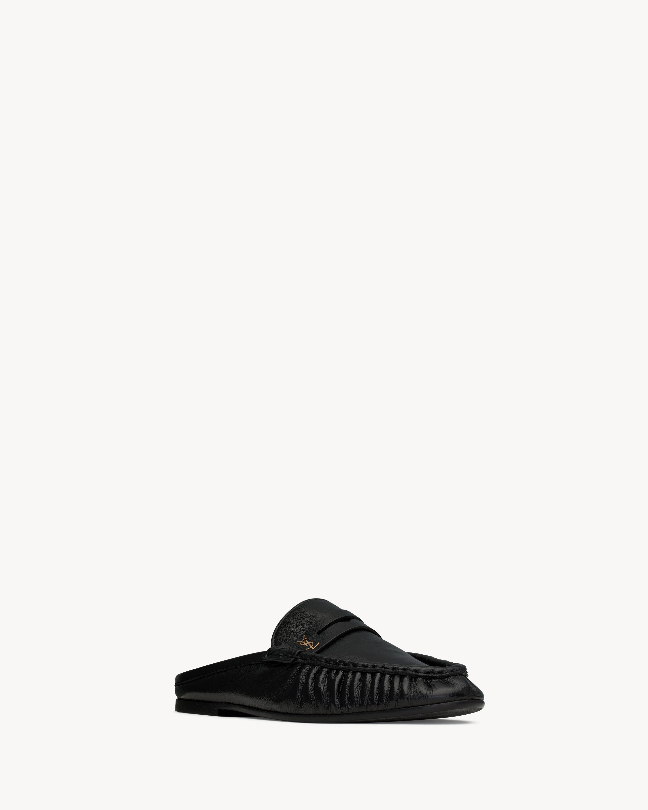 Le Loafer亮面褶痕皮革穆勒鞋