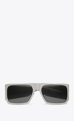 Saint Laurent Square Sunglasses Black Gold Glitter Frame Gray Lens SL5