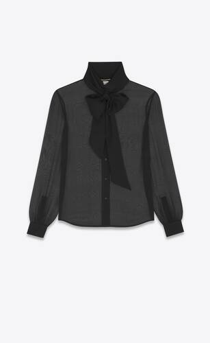 Donna Abbigliamento da T-shirt e top da Bluse T-shirtSaint Laurent in Seta di colore Nero 