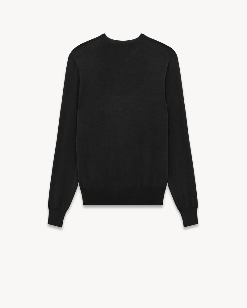 crewneck sweater in cashmere, wool and silk