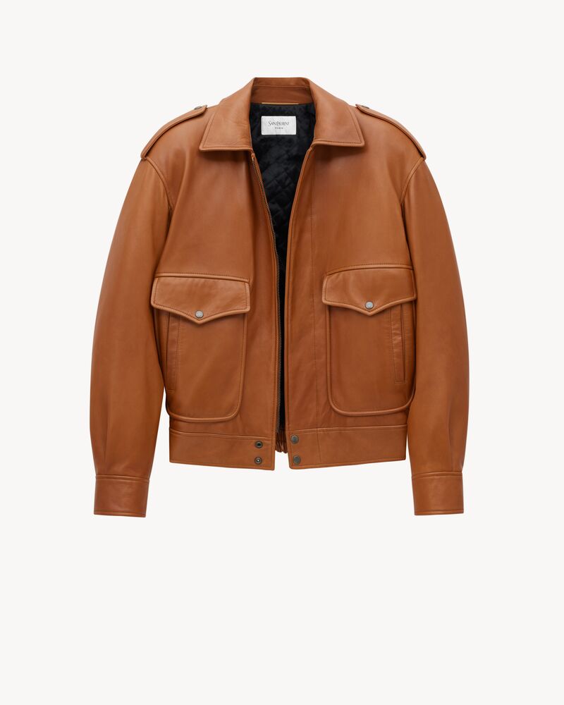 Blouson oversize en cuir grainé