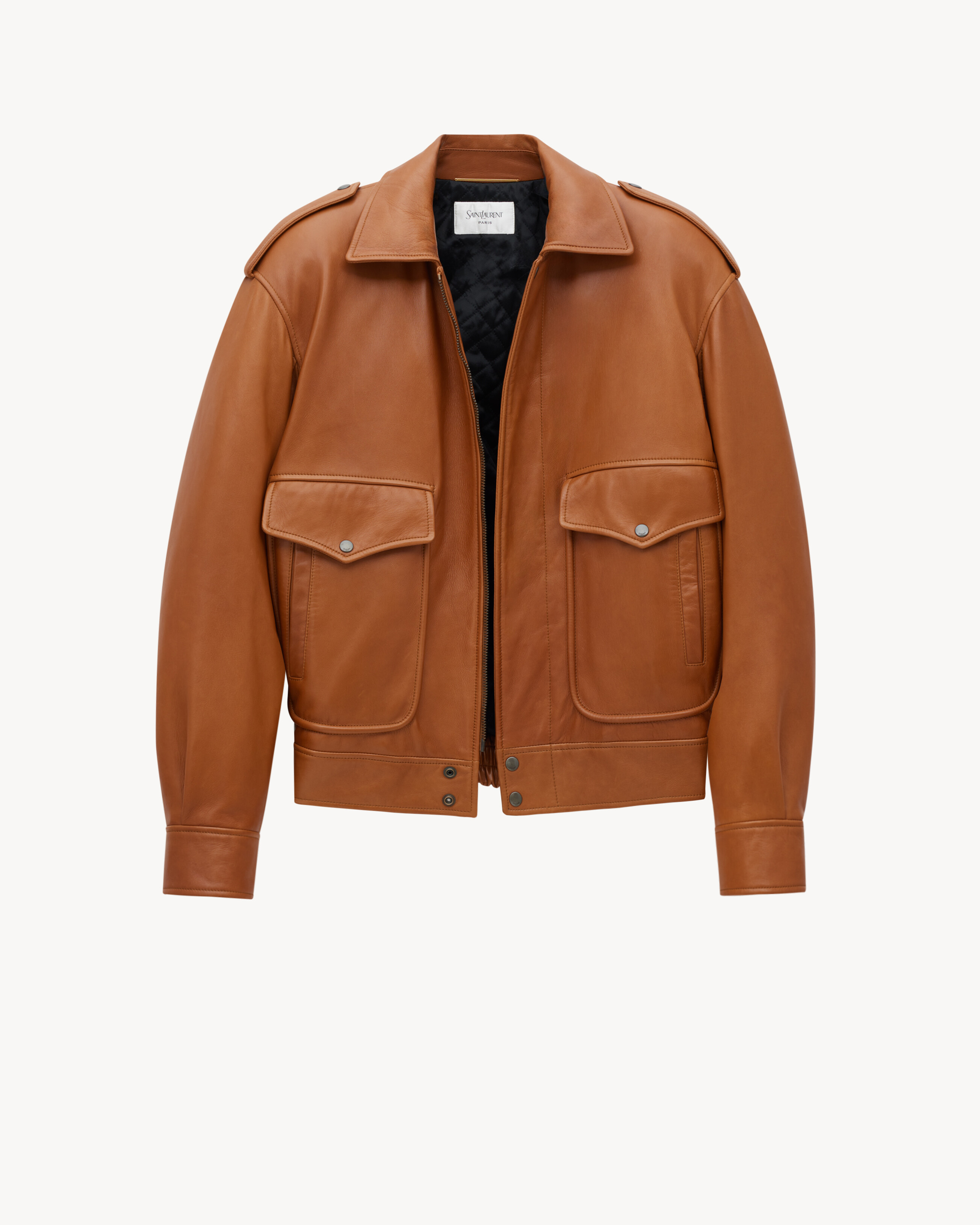 oversized jacket in shiny plunged lambskin