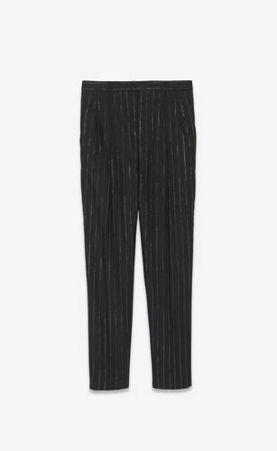 high-rise pants in pinstripe wool