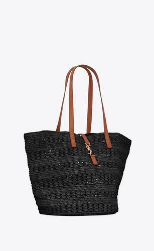 Saint Laurent Panier Medium Raffia Ysl Tote Bag