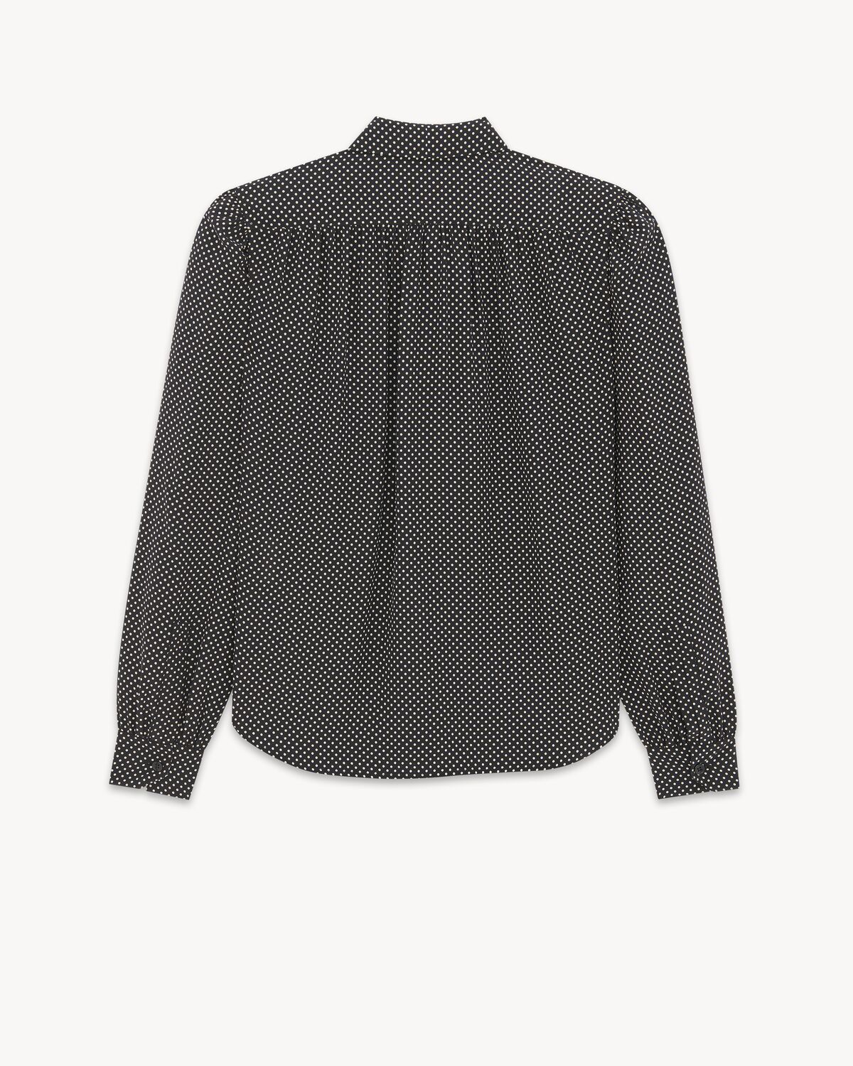 lavallière-neck blouse in dotted silk satin