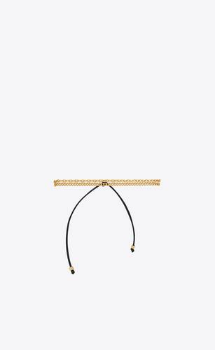 dual chain bracelet in 18k yellow gold and leather