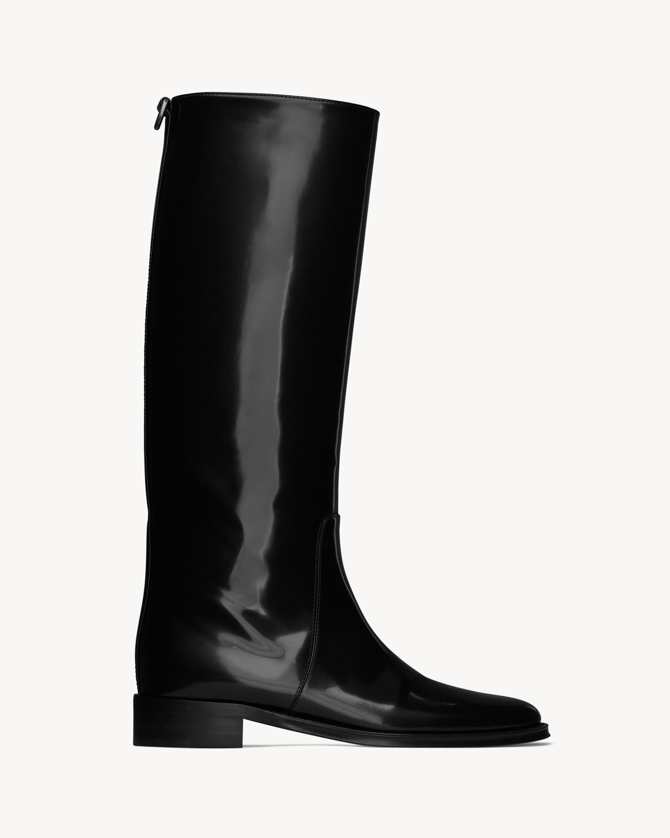 Saint Laurent Black Patent Leather French Boots for Men