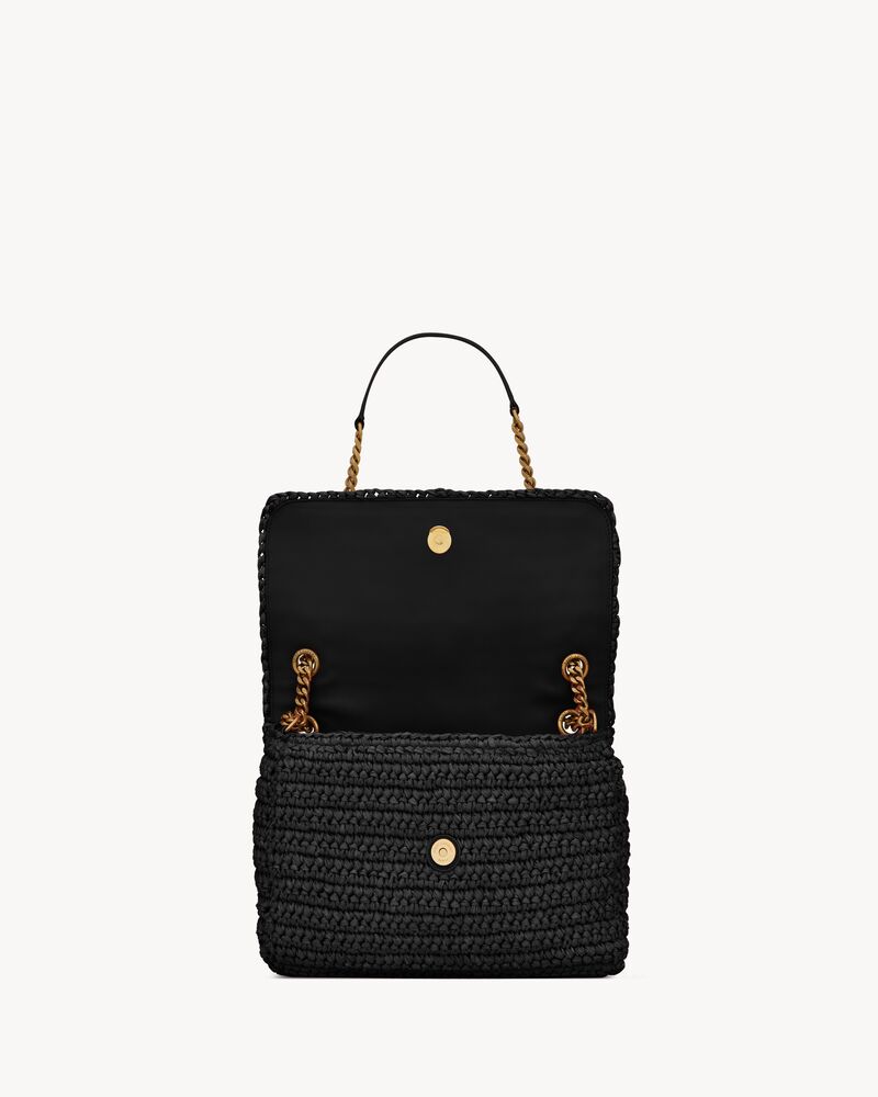 NIKI medium CHAIN BAG in raffia and leather