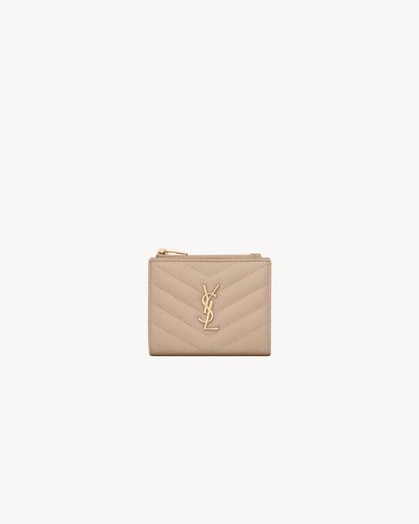 CASSANDRE MATELASSE bi fold wallet in grain de poudre leather Saint Laurent YSL