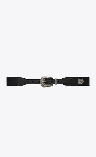 folk buckle belt in leather and metal