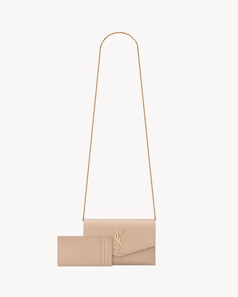 UPTOWN CHAIN WALLET IN GRAIN DE POUDRE EMBOSSED LEATHER