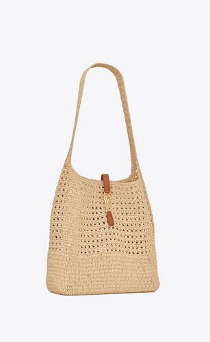 le 5 a 7 in raffia crochet and smooth leather