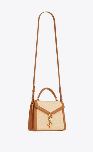 cassandra mini top handle bag in raffia and vegetable-tanned leather