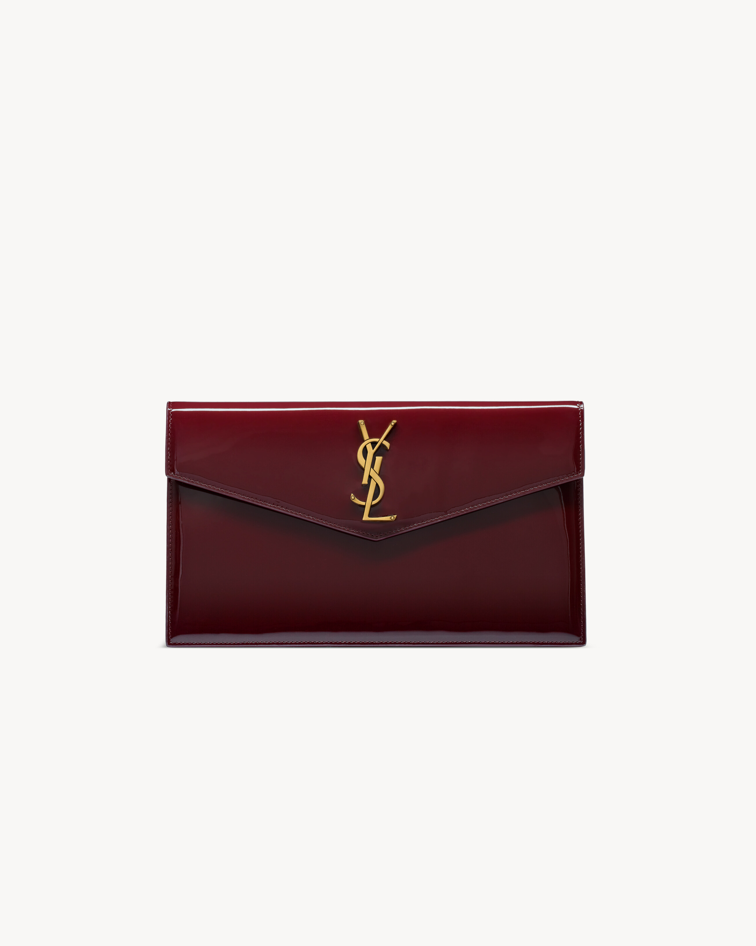 Ysl Envelope Evening Bag UPTOWN Pouch In Patent Leather Saint