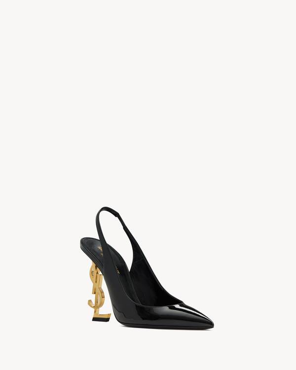 opyum pumps in patent leather with silver tone heel