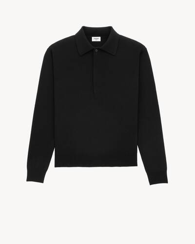 Tシャツ・カットソー Saint Laurent SS25 Wool polo shirt (821733Y77AS 1000) SAINT LAURENT Wool Polo Shirt for Men | MR PORTER
