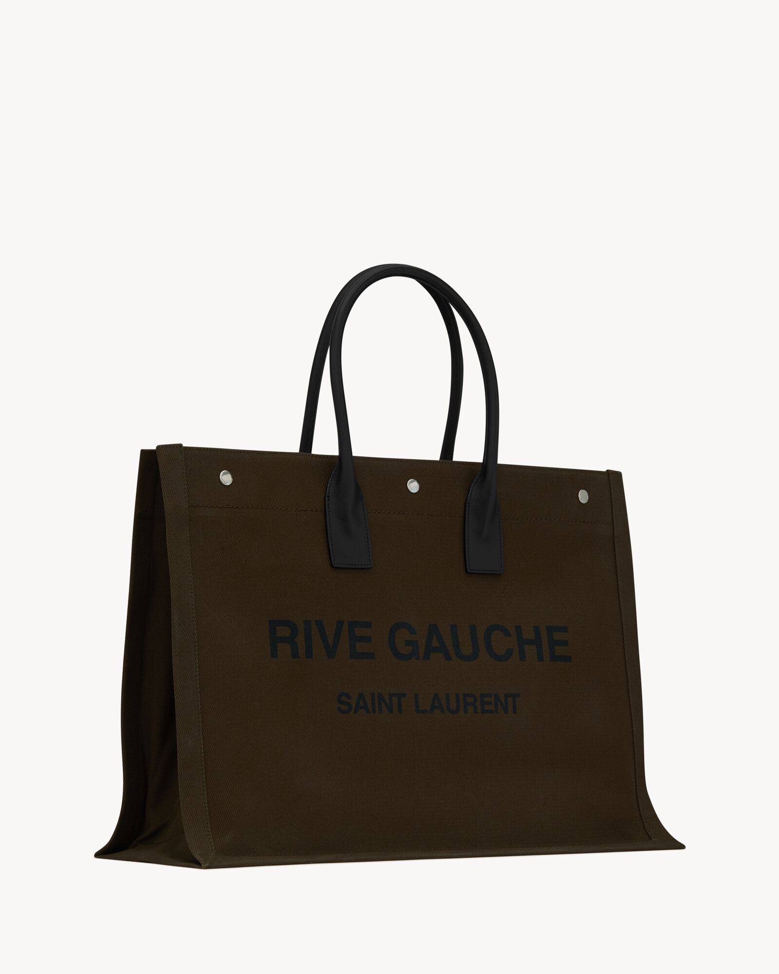 RIVE GAUCHE large tote bag in printed canvas and leather | Saint ...