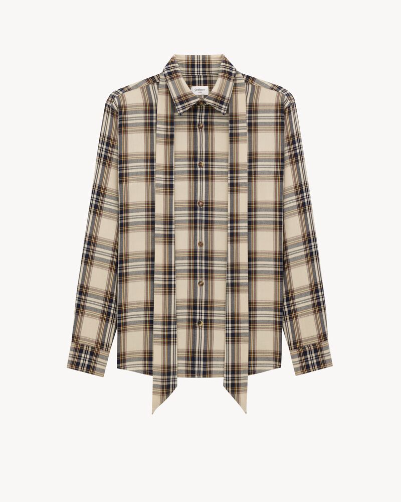 Camicia lavallière CASSANDRE in cotone tartan