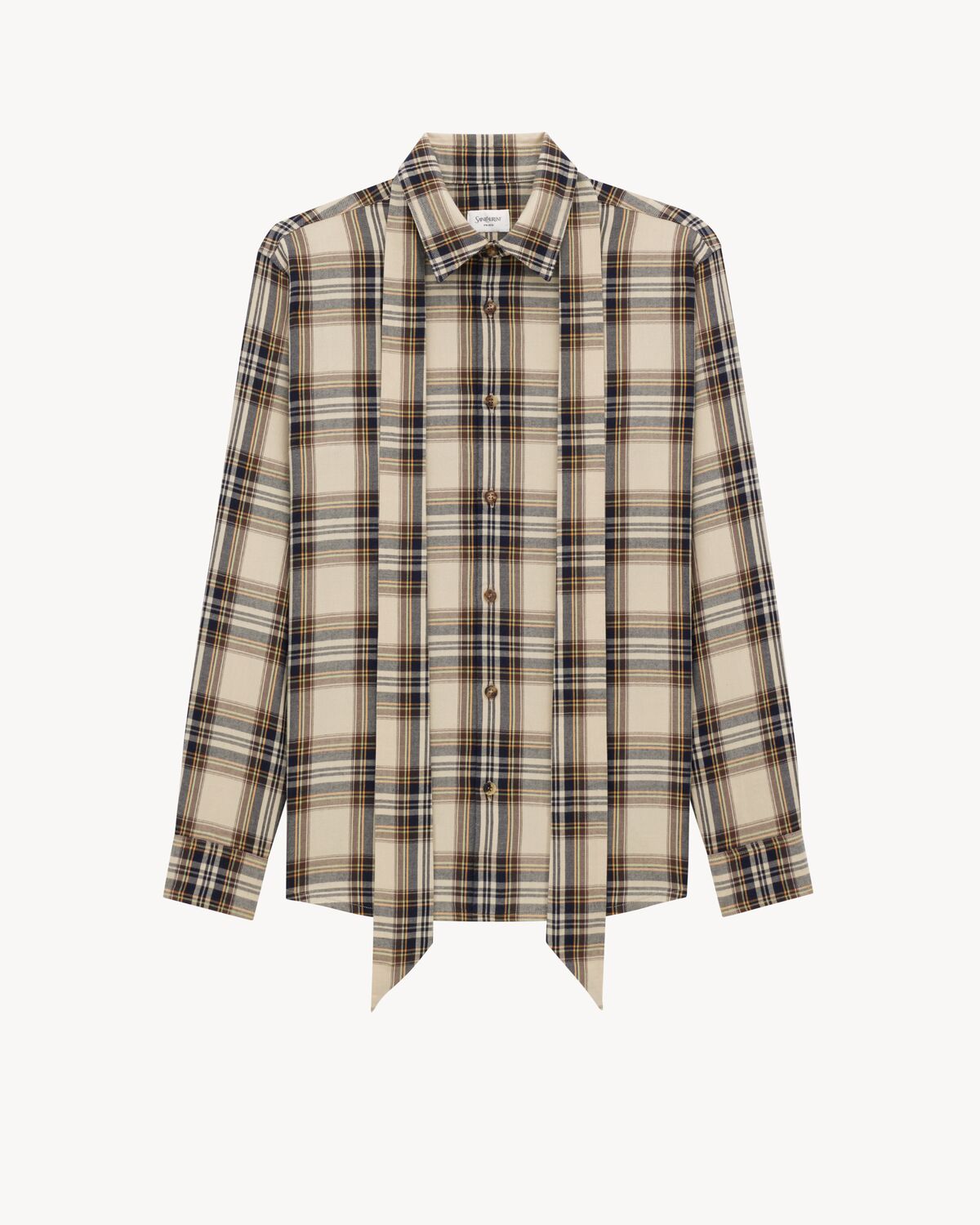 chemise cassandre à lavallière en coton motif tartan