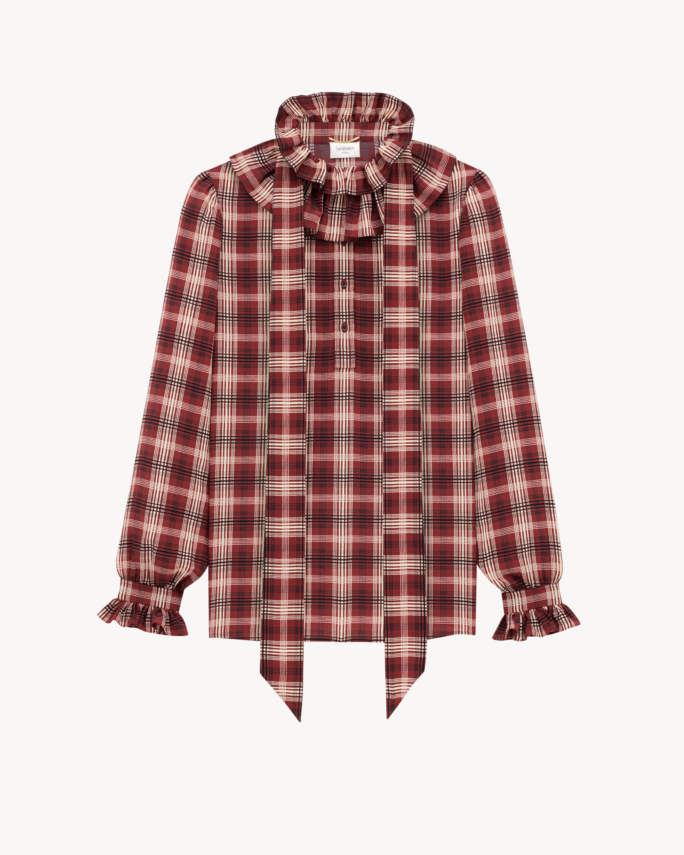 Blouse en soie à carreaux