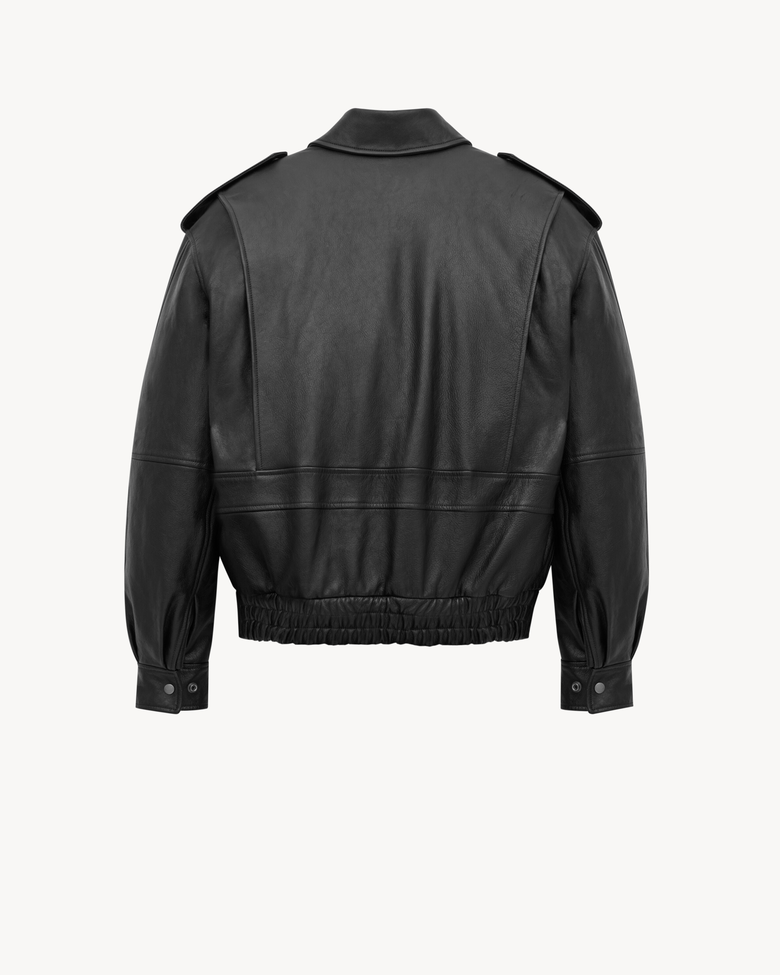 oversized jacket in grained leather