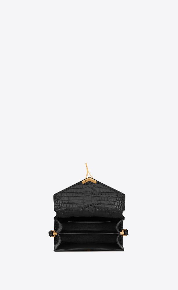 CASSANDRA mini top handle en cuir brillant embossé crocodile | Saint Laurent | YSL.com