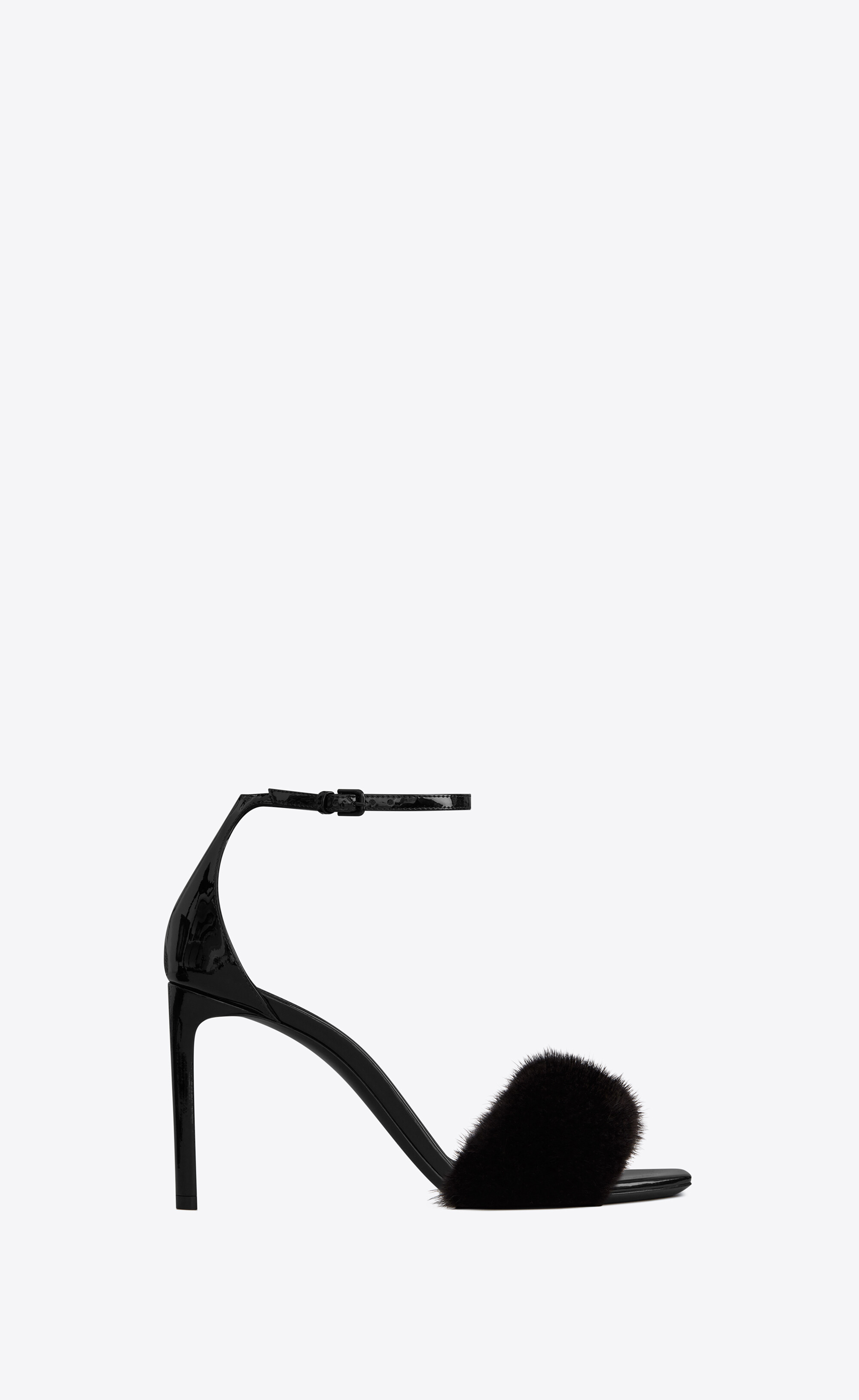 Bea Sandals In Patent Leather And Mink Saint Laurent Ireland Ysl Com