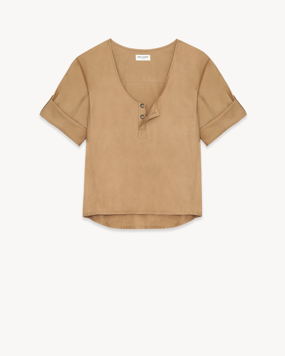 henley blouse in cotton twill