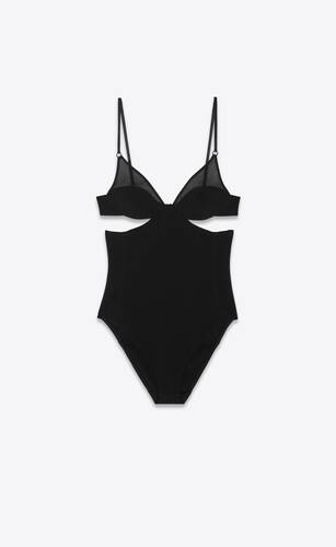 Body sans manches en maille Saint Laurent en coloris Noir Femme Vêtements Articles de lingerie Bodys 