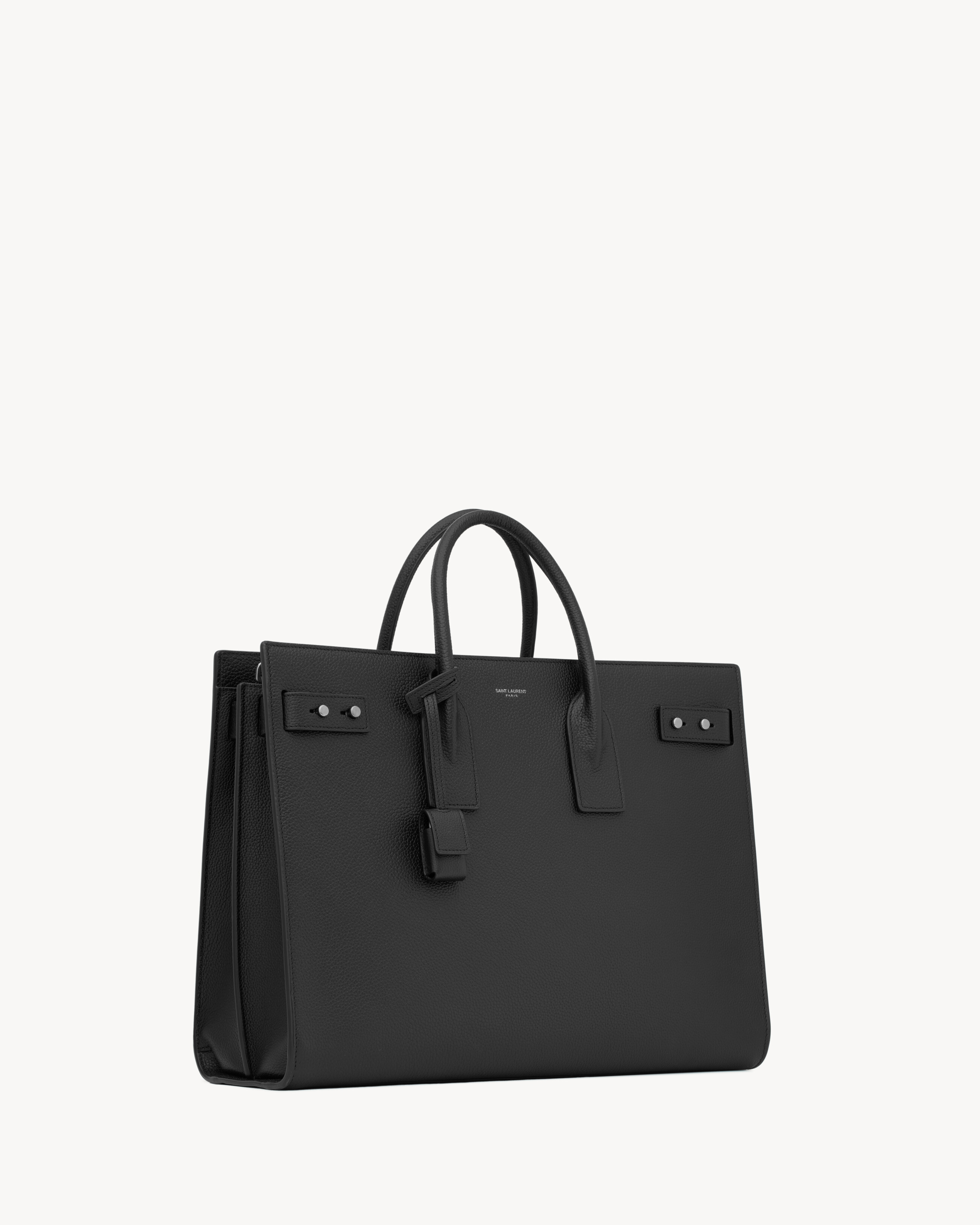 SAC DE JOUR thin large in grained leather in Black Saint Laurent