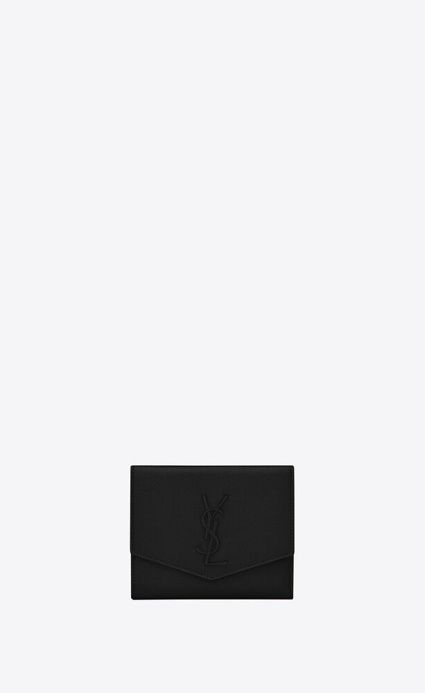 Saint Laurent Snap Button Logo Wallet in Black for Men