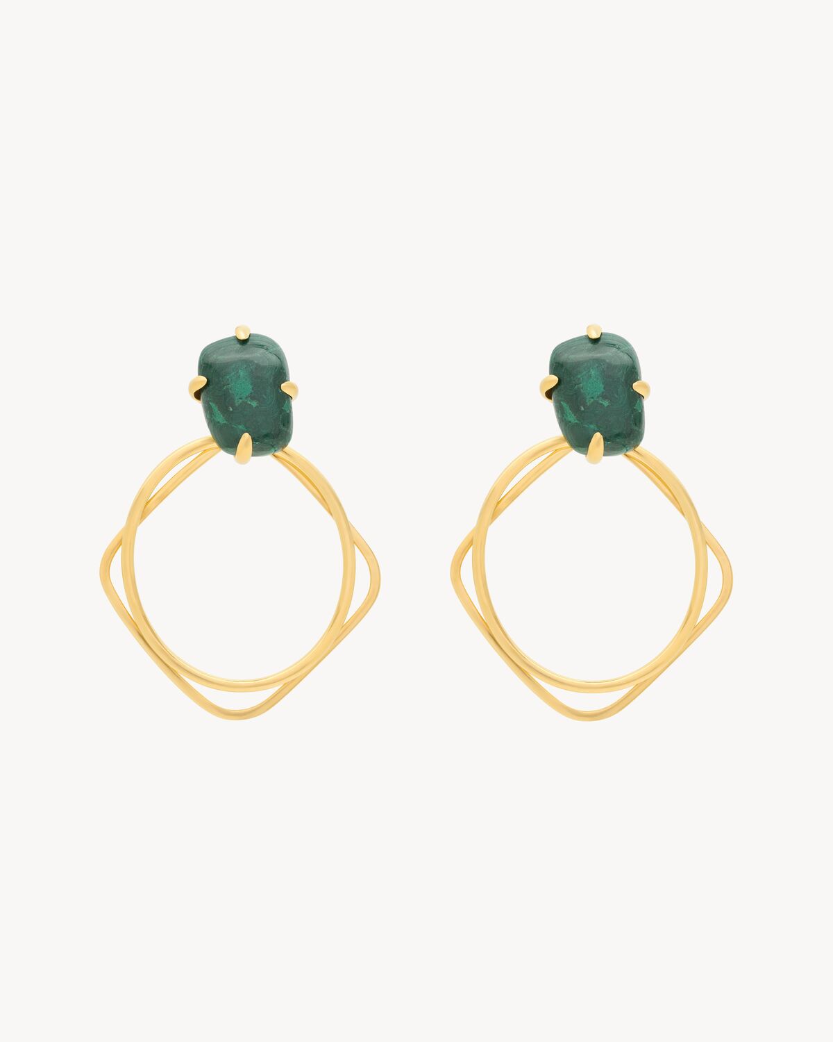knocker earrings in malachite and metal