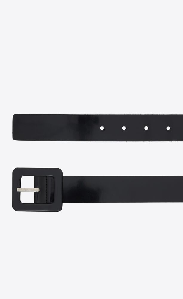 Square buckle belt in shiny leather | Saint Laurent | YSL.com