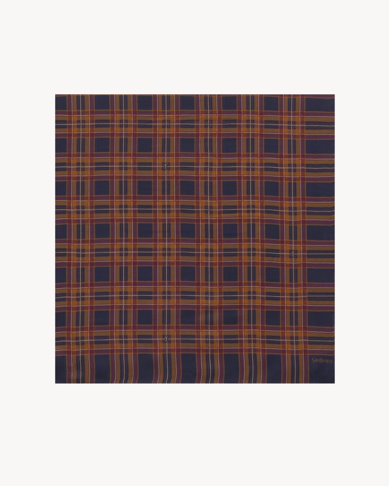 CASSANDRE LARGE SQUARE SCARF IN TARTAN SILK CHARMEUSE