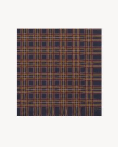 CASSANDRE LARGE SQUARE SCARF IN TARTAN SILK CHARMEUSE