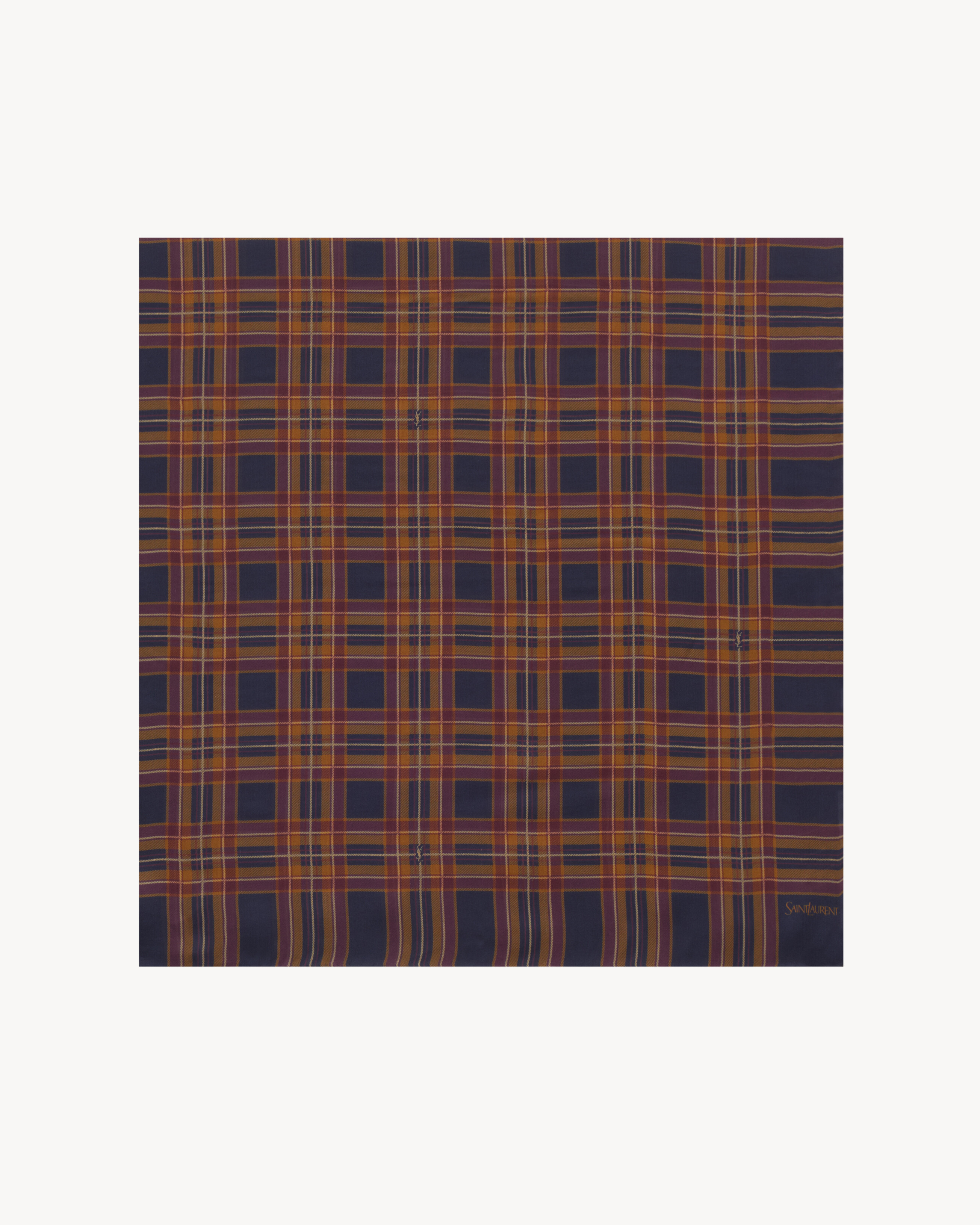 CASSANDRE LARGE SQUARE SCARF IN TARTAN SILK CHARMEUSE