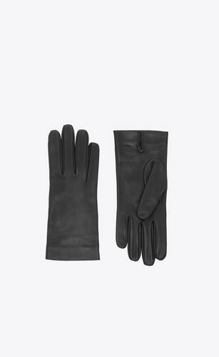 short gloves in lambskin and silk