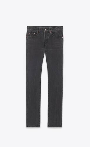 Slim-fit jeans in used PARIS black denim | Saint Laurent