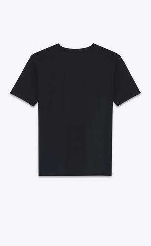 블랙 면 저지 소재의 생 로랑 보이프렌드 피트 쇼트 슬리브 티셔츠