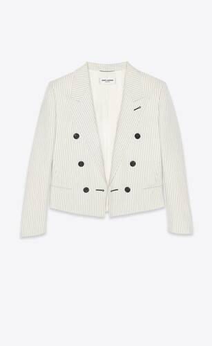 double-breasted spencer jacket in striped wool