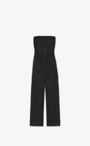 Black Jersey Knit Strapless Jumpsuit