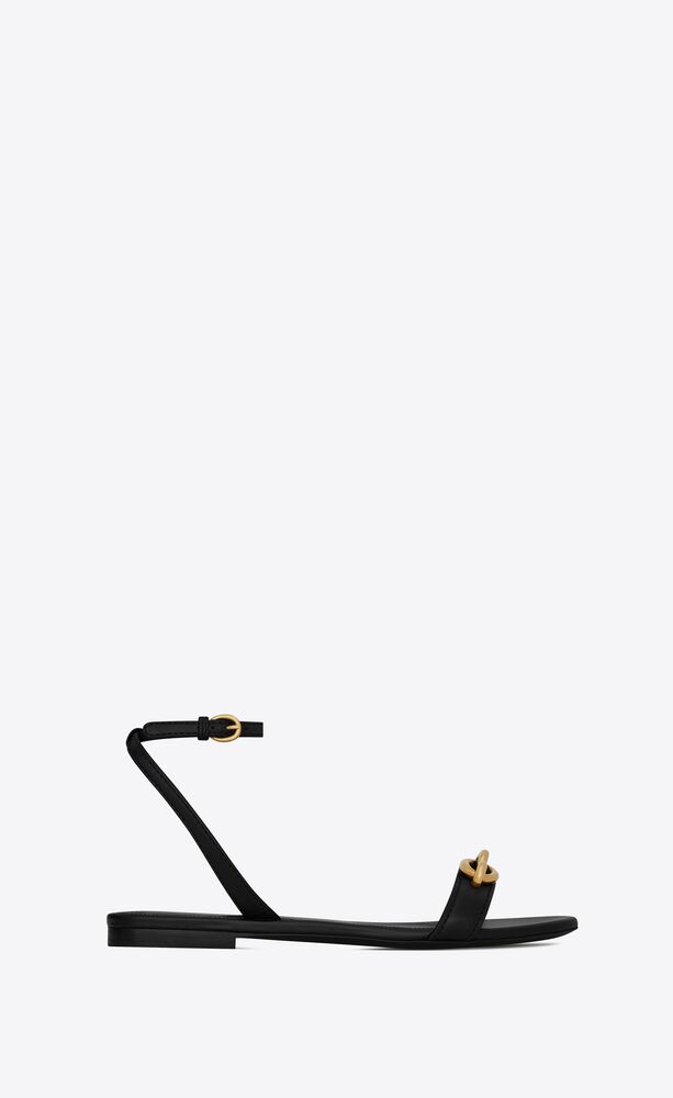 LE MAILLON flat sandals in smooth leather | Saint Laurent | YSL.com
