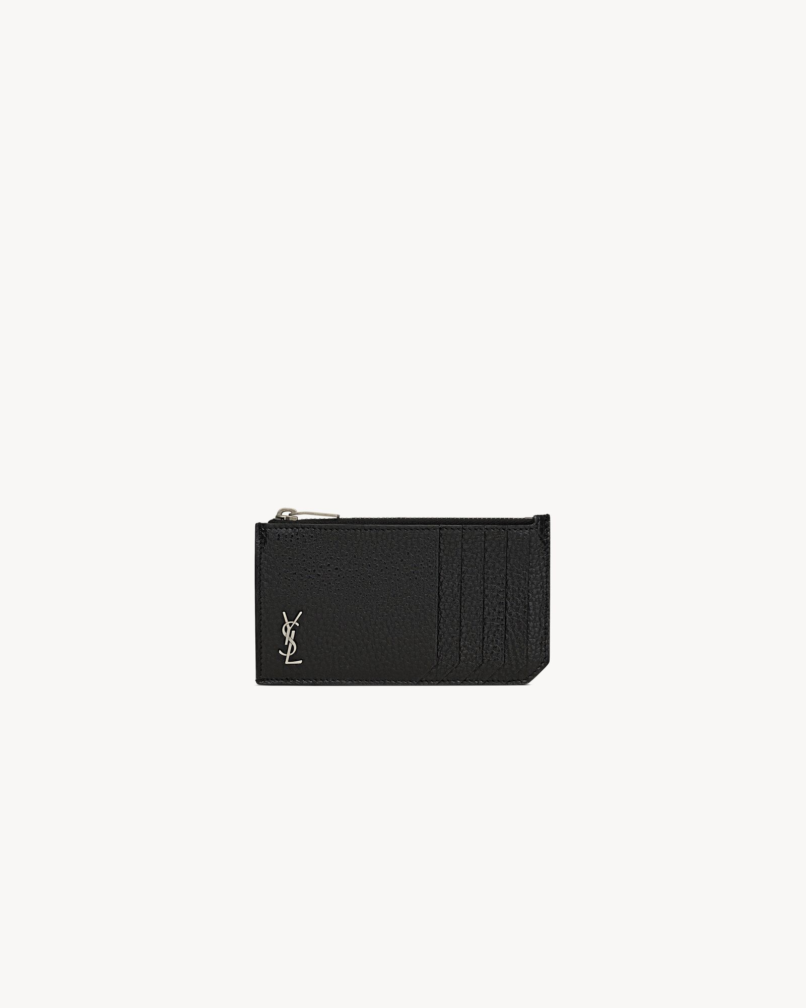 TINY CASSANDRE FRAGMENTS ZIPPED CARD CASE IN GRAINED LEATHER Saint Laurent YSL