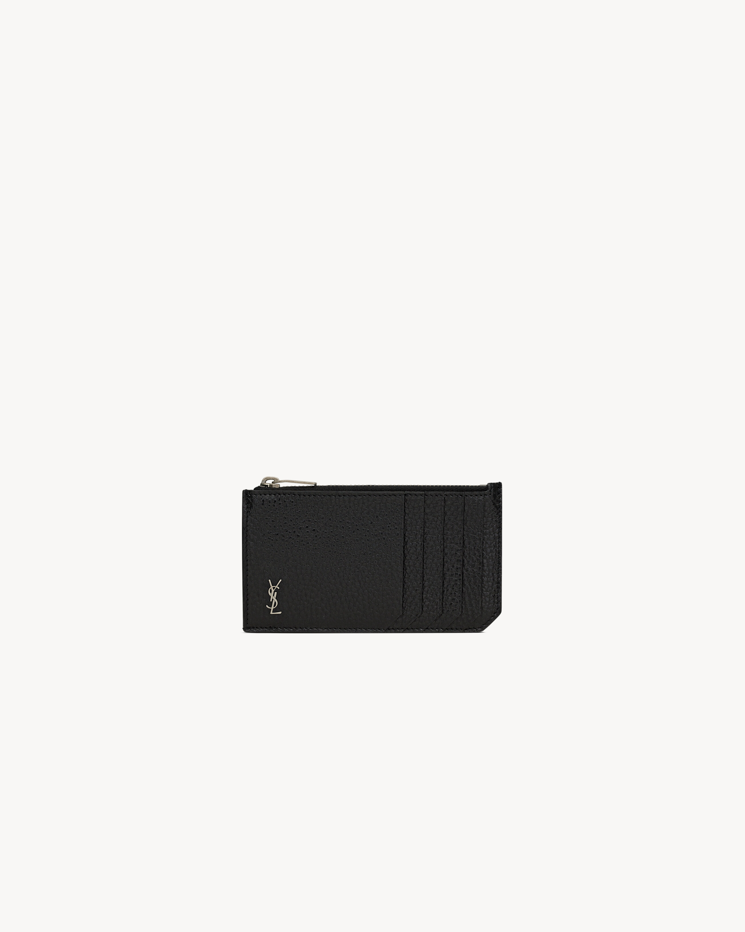 TINY CASSANDRE FRAGMENTS ZIPPED CARD CASE IN GRAINED LEATHER