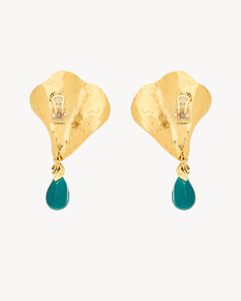 petal pendant earrings in resin and metal