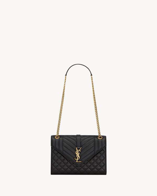 ENVELOPE MEDIUM in MATELASSÉ lambskin in Black Saint Laurent